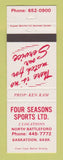 Matchbook Cover - Four Seasons Sports North Battleford Saskatoon SK
