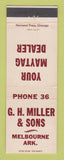 Matchbook Cover - GH Miller Son Maytag Appliances Melbourne AR WEAR