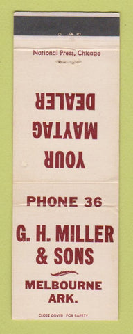 Matchbook Cover - GH Miller Son Maytag Appliances Melbourne AR WEAR