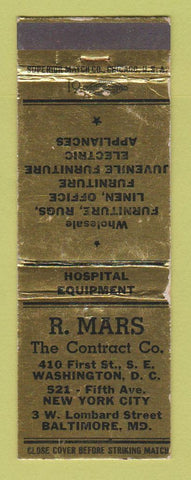 Matchbook Cover - Mars Hospital Equipment Furniture NYC Washington DC WEAR