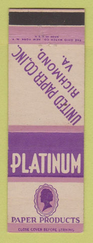 Matchbook Cover - Platinum Paper Products United Paper Richmond VA