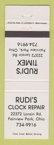 Matchbook Cover - Rudi's Clock Repair Fairview Park OH Rudi's Timex