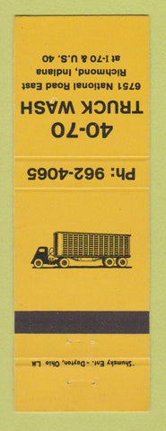 Matchbook Cover - 40-70 Truck Wash Richmond IN oil gas