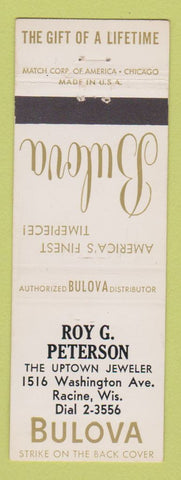 Matchbook Cover - Bulova Watches Roy Peterson Racine WI jewelry