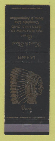 Matchbook Cover - Hunt and Shoot Arms Guns Ammo Seven Hills OH Indian WEAR