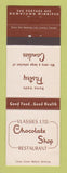 Matchbook Cover - Vlassies Chocolate Shop Restaurant Winnipeg MB
