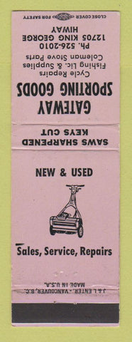 Matchbook Cover - Gateway Sporting Goods Lawn Mowers Surrey? BC WEAR