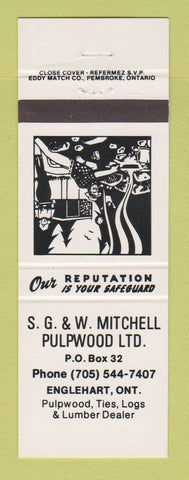 Matchbook Cover - SG & W Mitchell Pulpwood Englehart ON logs lumber