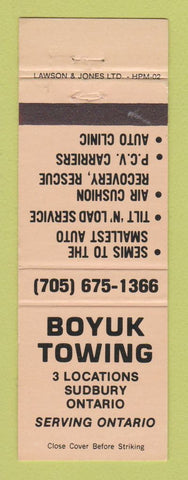 Matchbook Cover - Boyuk Towing Sudbury ON