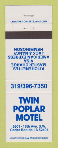 Matchbook Cover - Twin Poplar Motel Cedar Rapids IA