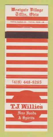 Matchbook Cover - TJ Willie's Restaurant Tifftin OH