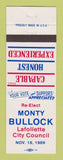 Matchbook Cover - Monty Bullock Lafollette City Council Election 1989 TN