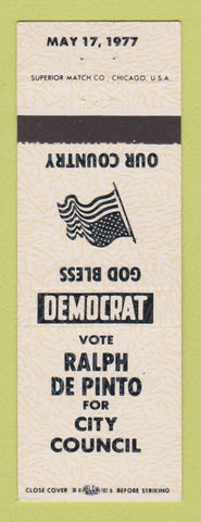 Matchbook Cover - Ralph De Pinto for City Council 1977
