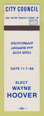 Matchbook Cover - Wayne Hoover for City Council 1989 election
