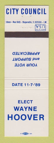 Matchbook Cover - Wayne Hoover for City Council 1989 election