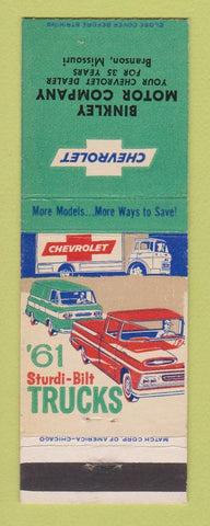 Matchbook Cover - 1961 Chevrolet Trucks Binkley Branson MO