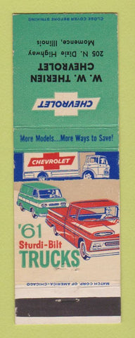 Matchbook Cover - 1961 Chevrolet Trucks WW Therien Momence IL