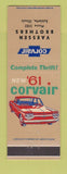 Matchbook Cover - 1961 Chevrolet Corvair Vaessen Brothers Sublette IL