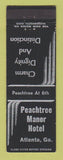 Matchbook Cover - Peachtree Manor Hotel Atlanta GA