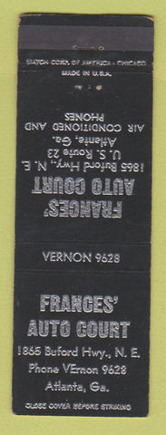 Matchbook Cover - Frances' Auto Court Motel Atlanta GA