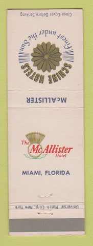 Matchbook Cover - McAllister Hotel Miami FL Schine