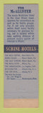 Matchbook Cover - McAllister Hotel Miami FL Schine