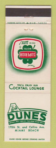 Matchbook Cover - Dunes Motel Superior Miami Beach FL