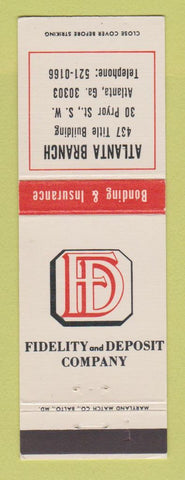 Matchbook Cover - Fidelity and Deposit Company Atlanta GA