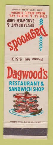 Matchbook Cover - Dagwood's Restaurant Sandwiches Miami Beach FL