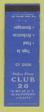 Matchbook Cover - Club 26 Atlanta GA