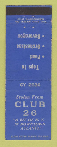 Matchbook Cover - Club 26 Atlanta GA