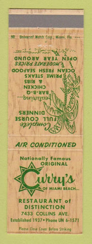 Matchbook Cover - Curry's Restaurant Miami FL