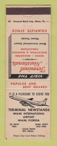 Matchbook Cover - Terminal News Stand Miami FL Airport