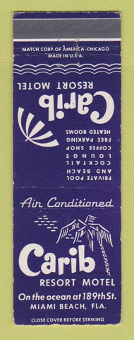 Matchbook Cover - Carib Resort Motel Miami Beach FL