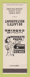 Matchbook Cover - De Laite's Restaurant Milo ME