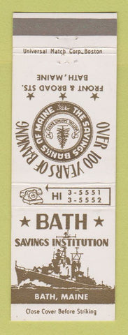 Matchbook Cover - Bath Savings Institution Bath ME