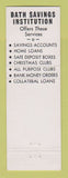 Matchbook Cover - Bath Savings Institution Bath ME