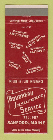 Matchbook Cover - Boudreau Insurance Agency Sanford ME