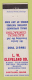 Matchbook Cover - LW Cleveland TV Radio Appliance Portland ME