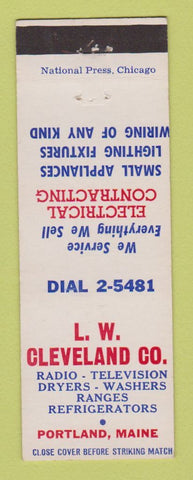 Matchbook Cover - LW Cleveland TV Radio Appliance Portland ME