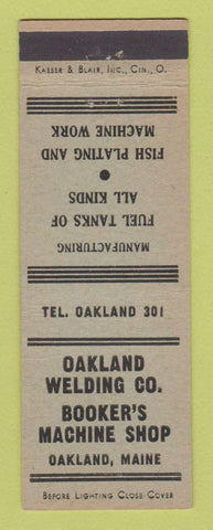Matchbook Cover - Oakland Welding Booker's Machine Shop Oakland ME