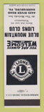 Matchbook Cover - Blue Mountain Lions Club Harrisburg PA