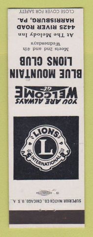 Matchbook Cover - Blue Mountain Lions Club Harrisburg PA