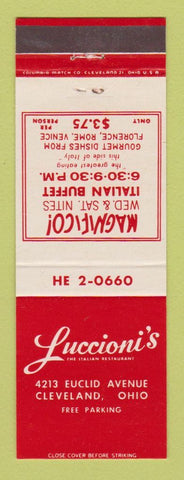 Matchbook Cover - Luccioni's Restaurant Cleveland OH Italian