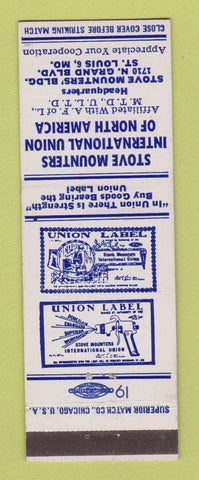 Matchbook Cover - Stove Mounters Union of America St Louis MO