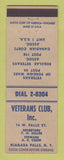 Matchbook Cover - Veterans Club Niagara Falls NY