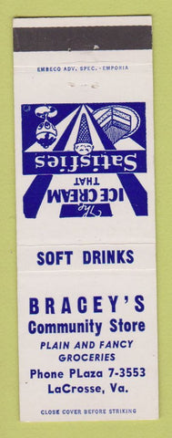 Matchbook Cover - Bracey's Community Store Ice Cream LaCrosse VA grocery