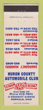 Matchbook Cover - Huron County Auto Club AAA Norwalk OH New London Bellevue