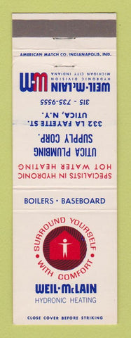 Matchbook Cover - Well McLAin Heating Utica NY Plumbing Supply