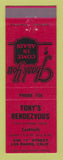 Matchbook Cover - Tony's Rendezvous Los Banos CA